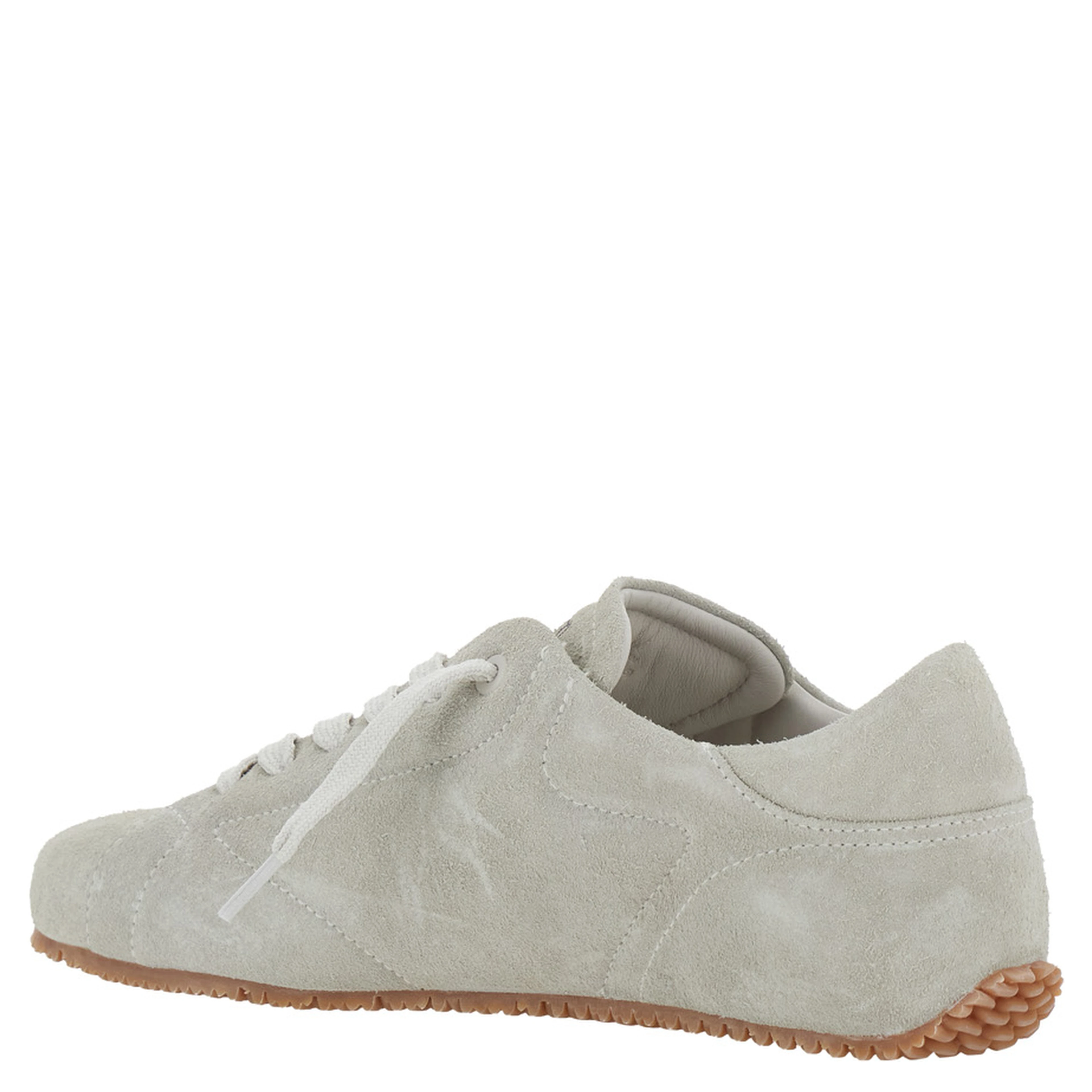 Tact Grey Low Top Sneakers with Logo Lettering on the Tongue in Suede Man