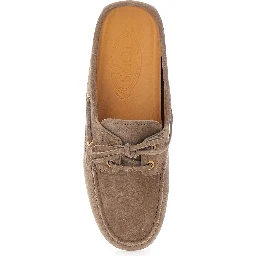 Loafers with Side Laces in Brown Suede for Men