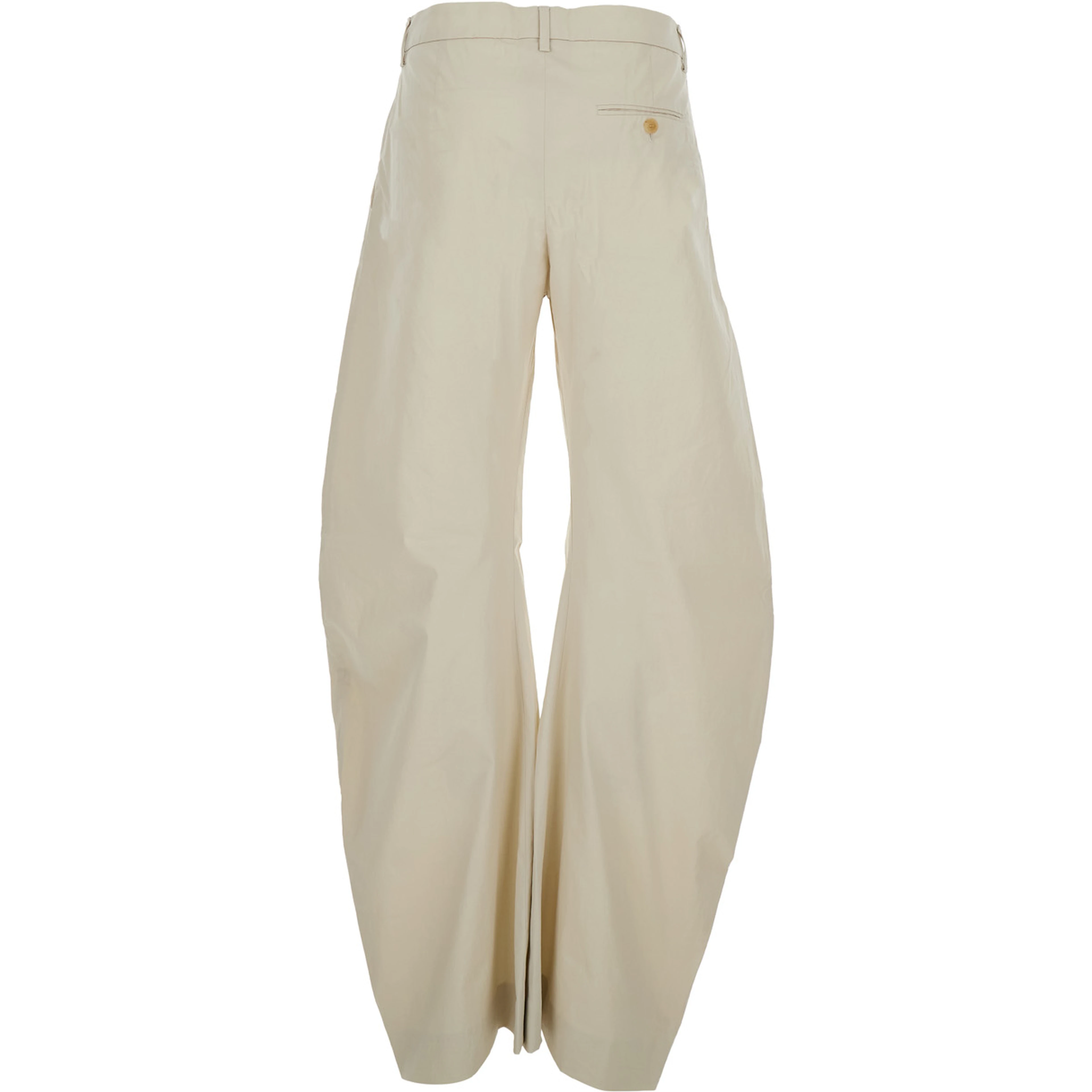 Beige Patty Coated Pants with Elastic Waist in cotton for Men