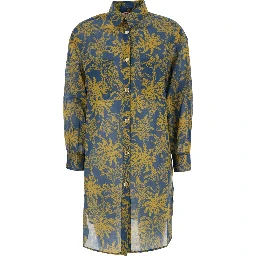 Exotisme Multicolor Shirt with Classic Collar and All-Over Print in Cotton for Women