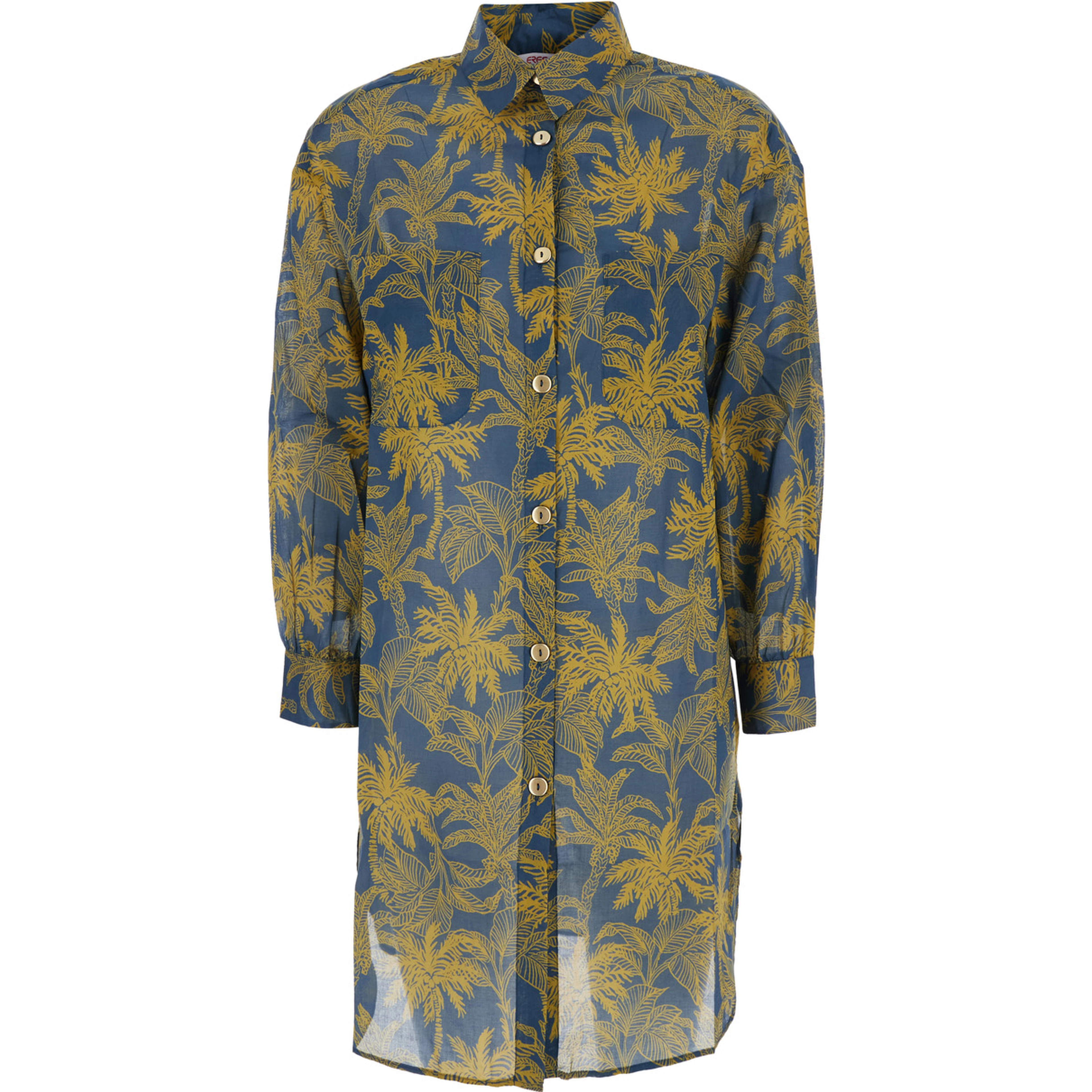 Exotisme Multicolor Shirt with Classic Collar and All-Over Print in Cotton for Women