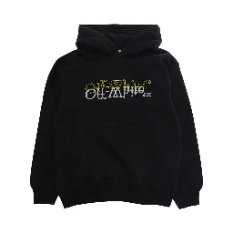 Black Hooded Sweatshirt with Fixed Hood and Printed Logo on the Front in Cotton Boy