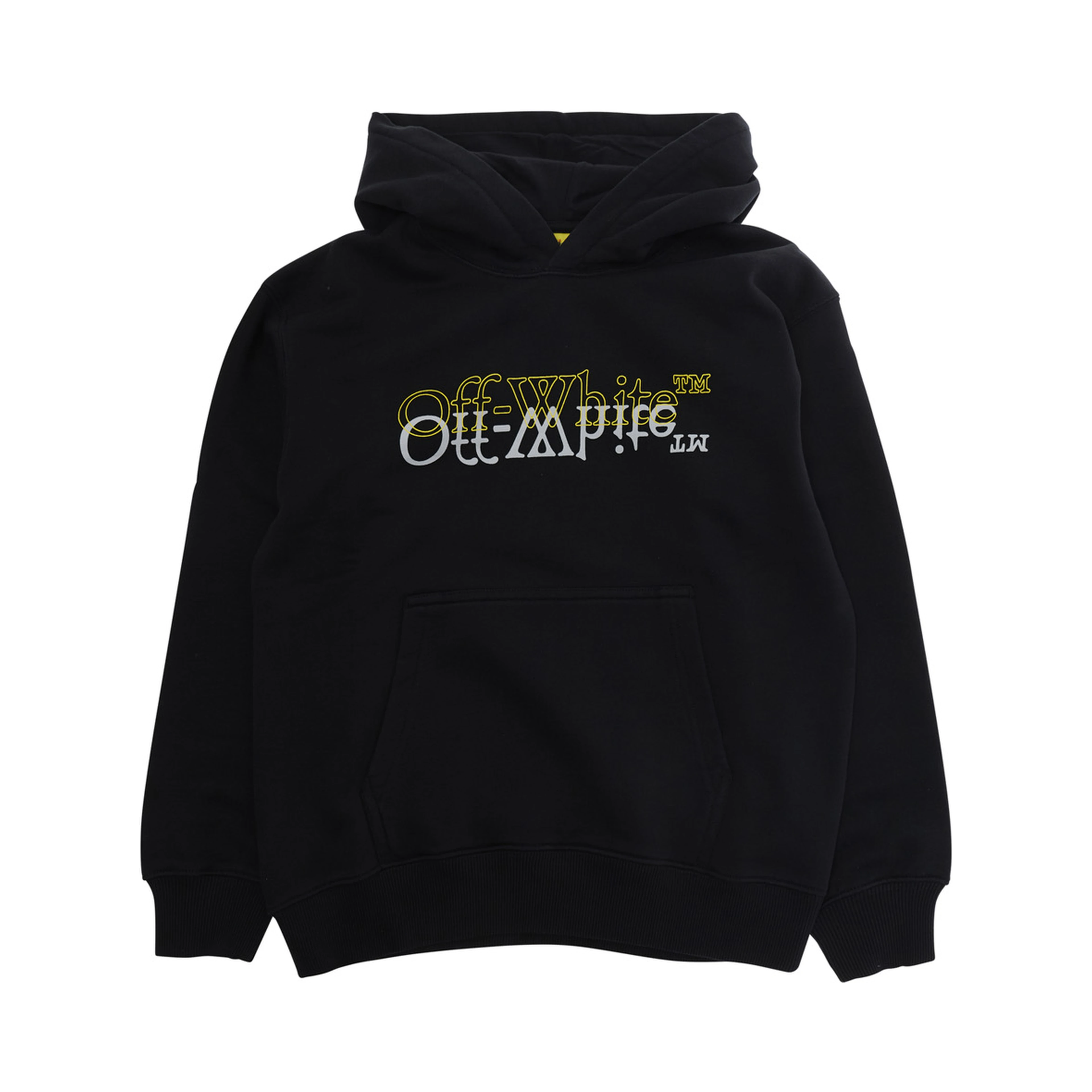 Black Hooded Sweatshirt with Fixed Hood and Printed Logo on the Front in Cotton Boy