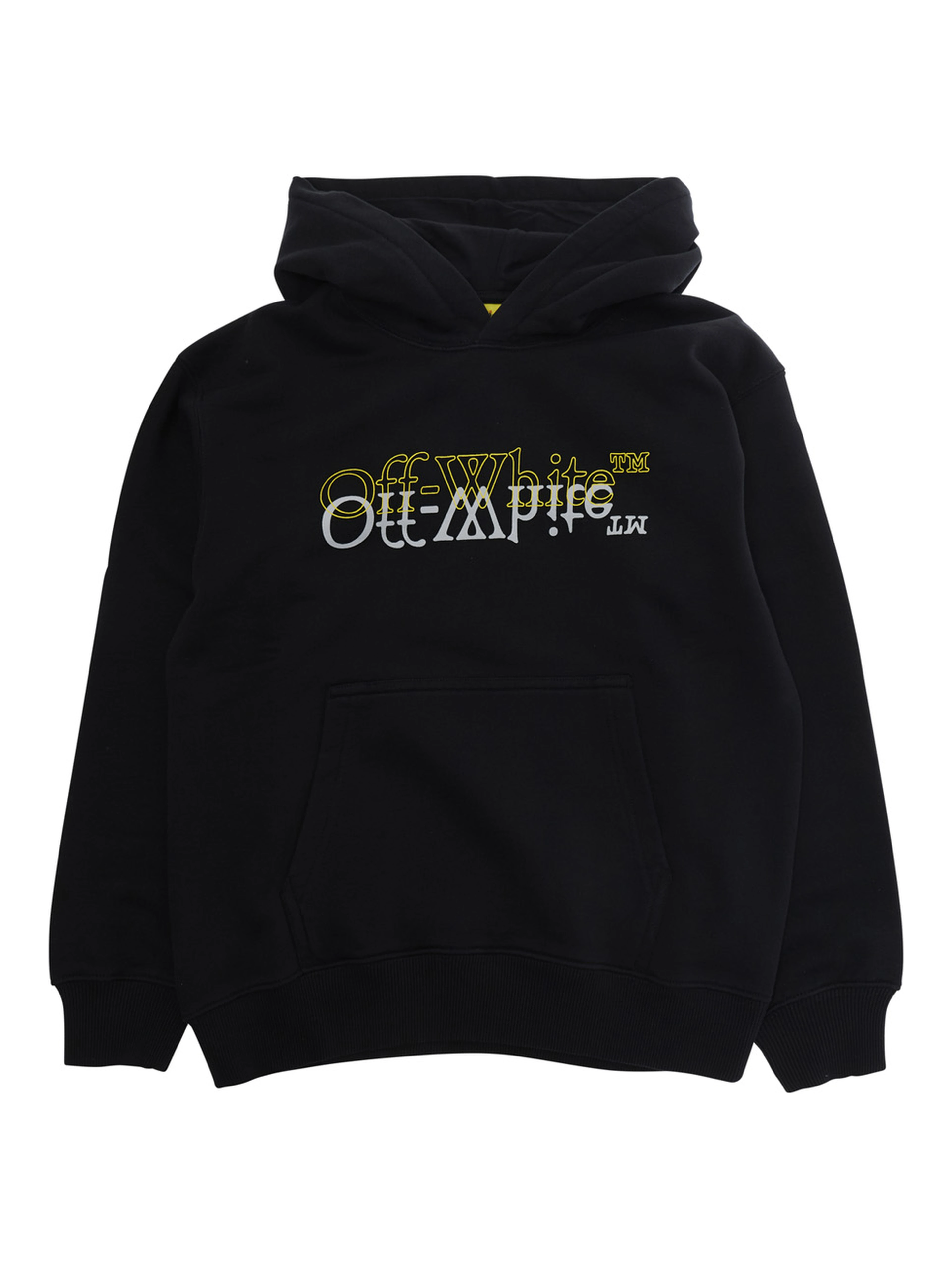 Black Hooded Sweatshirt with Fixed Hood and Printed Logo on the Front in Cotton Boy