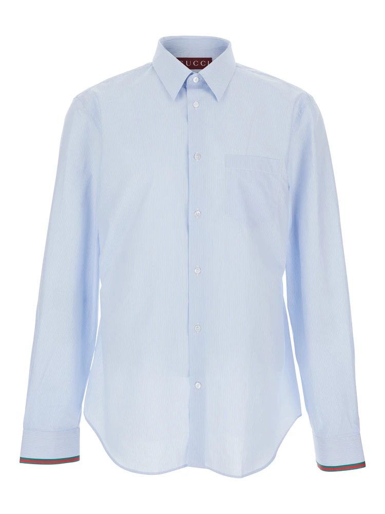 Light Blue Shirt with Classic Collar and Web Cuffs for Men
