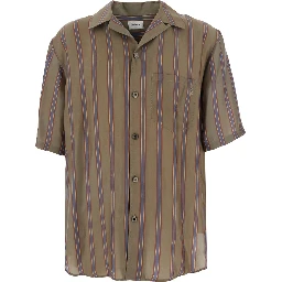 BOXY STRIPS Shirt with Collar and Long Sleeves in Brown for Men