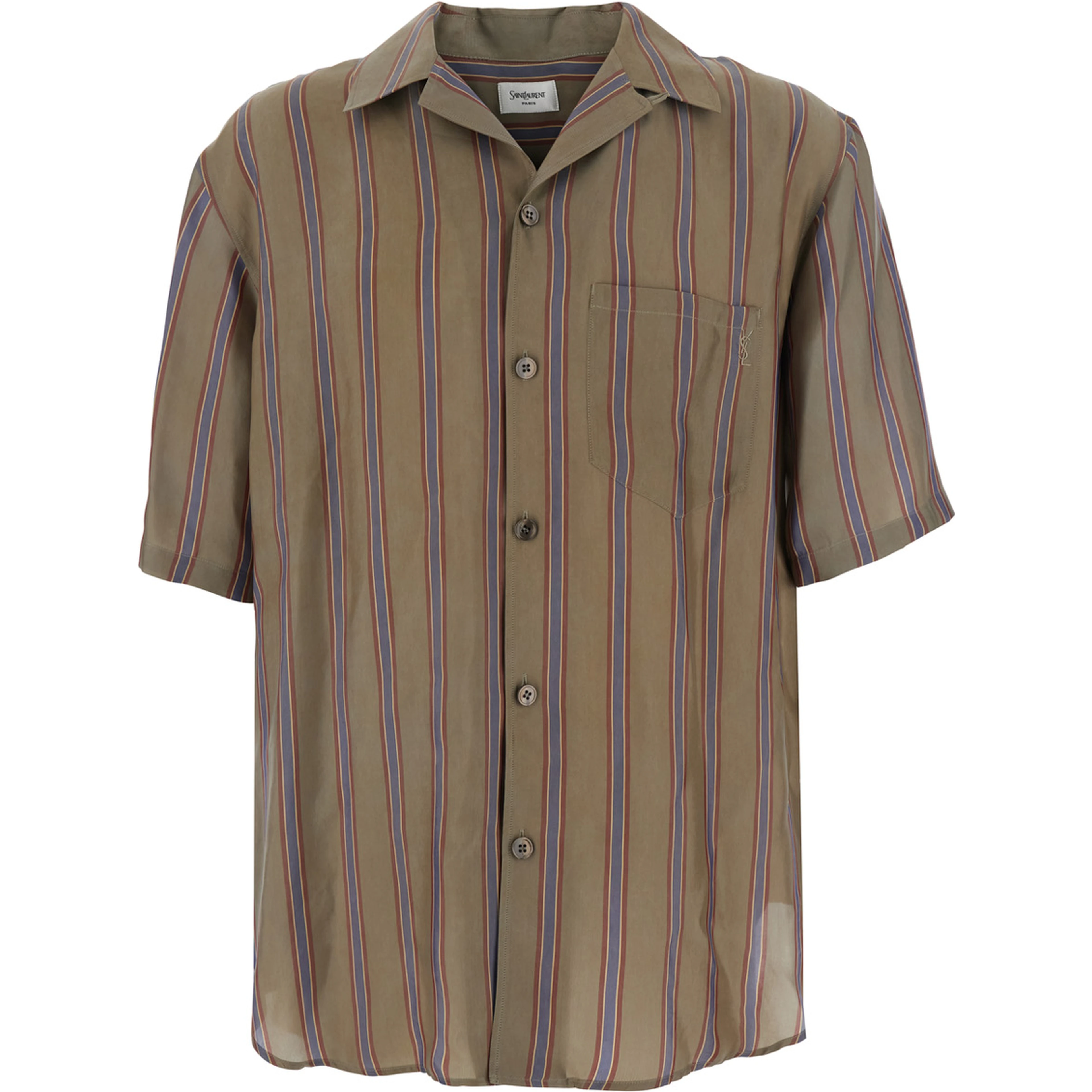 BOXY STRIPS Shirt with Collar and Long Sleeves in Brown for Men