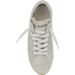 Tact Grey Low Top Sneakers with Logo Lettering on the Tongue in Suede Man