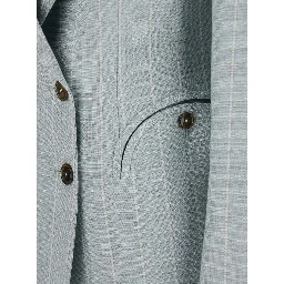 After You Light blue Double-breasted Jacket with Peak revers and Striped  Motif in  viscose blend for women