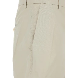 Beige Patty Coated Pants with Elastic Waist in cotton for Men