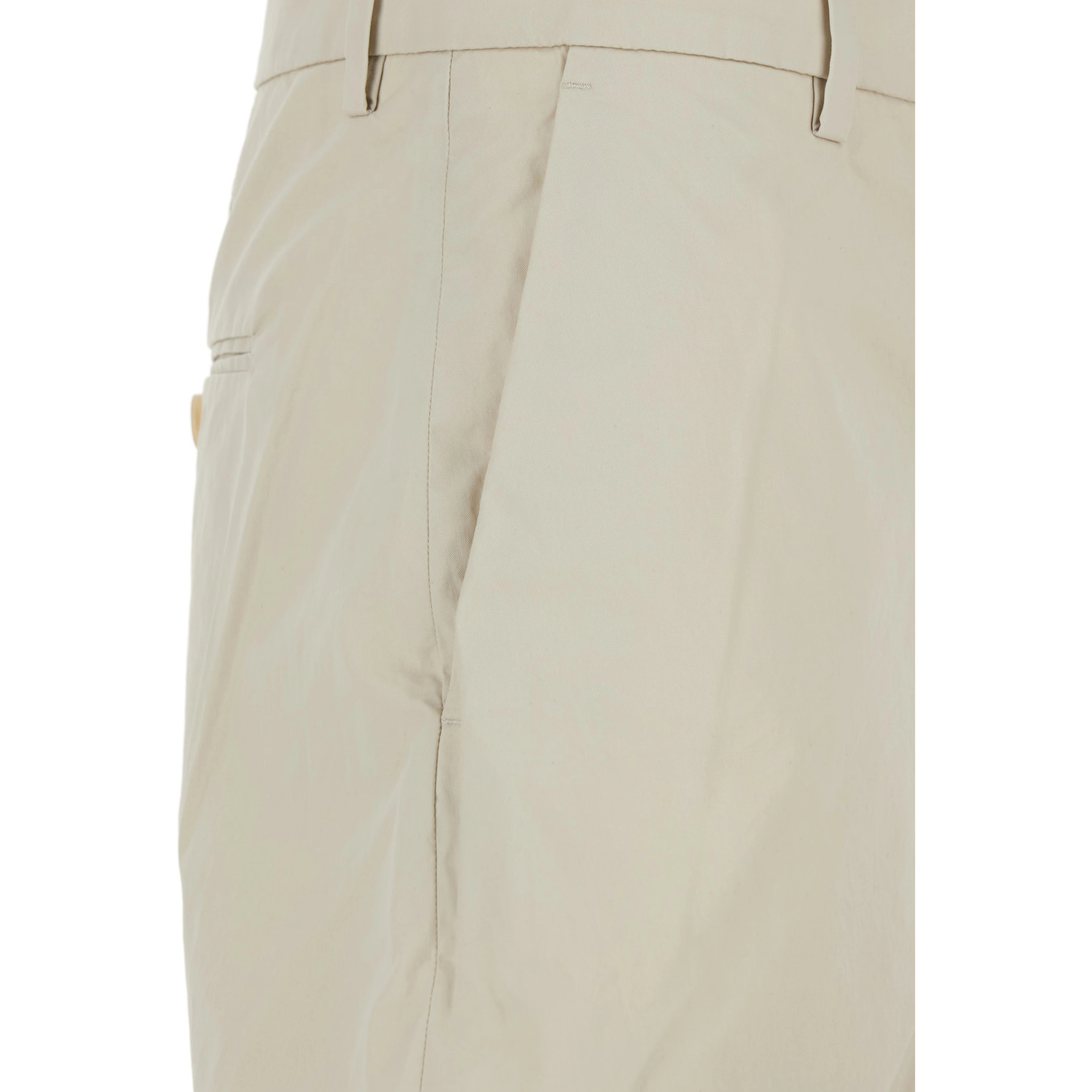 Beige Patty Coated Pants with Elastic Waist in cotton for Men