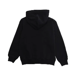 Black Hooded Sweatshirt with Fixed Hood and Printed Logo on the Front in Cotton Boy