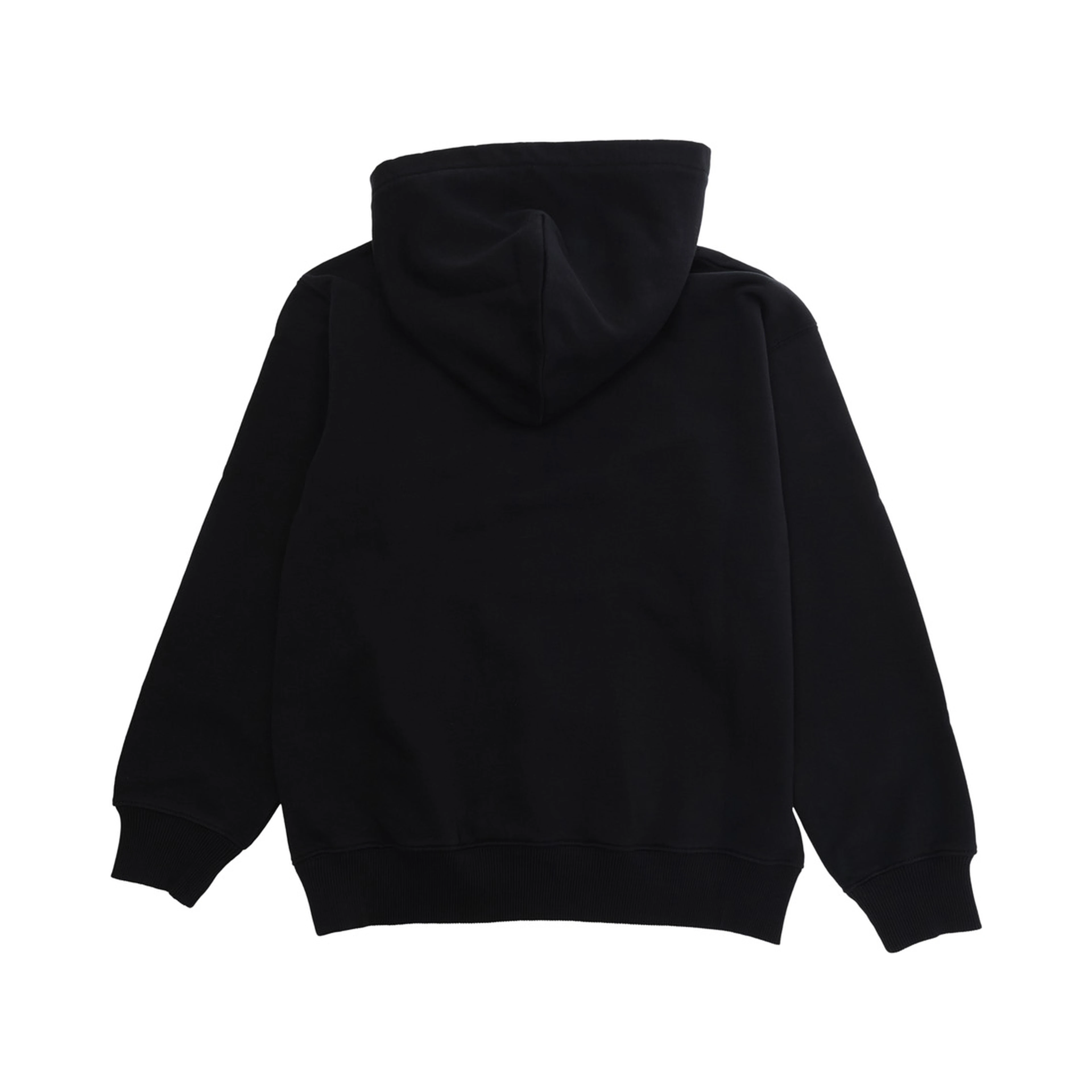 Black Hooded Sweatshirt with Fixed Hood and Printed Logo on the Front in Cotton Boy