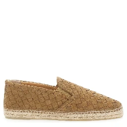 Java Brown Espadrilles with Pull-tab and Contrast Stitching in Suede for Men