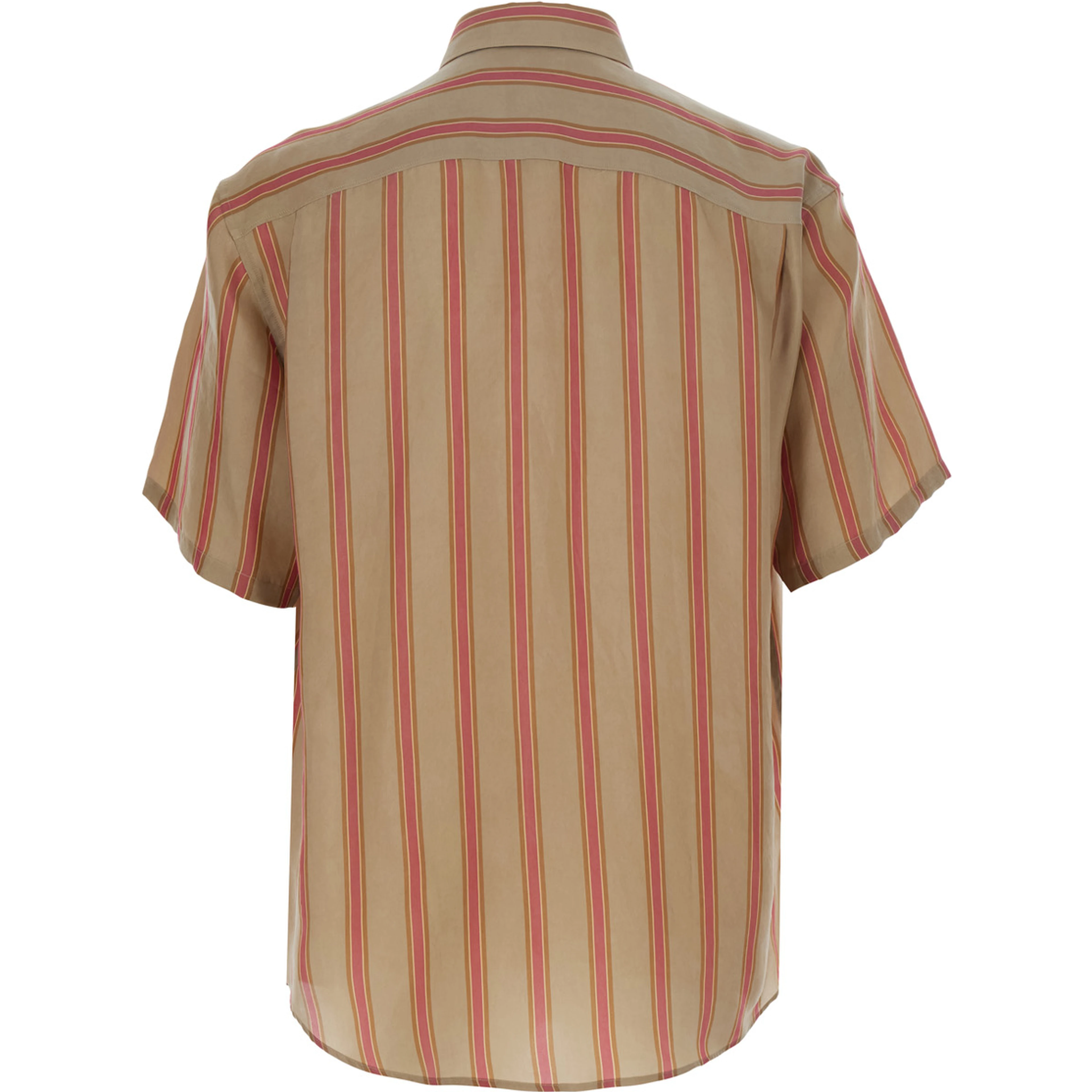 Beige Shirt with Cassandre embroidery on the front and all-over striped motif in cupro for men