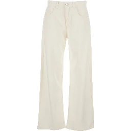White Jeans with Five-Pocket Design and Logo Patch on the Rear in denim for Womemn