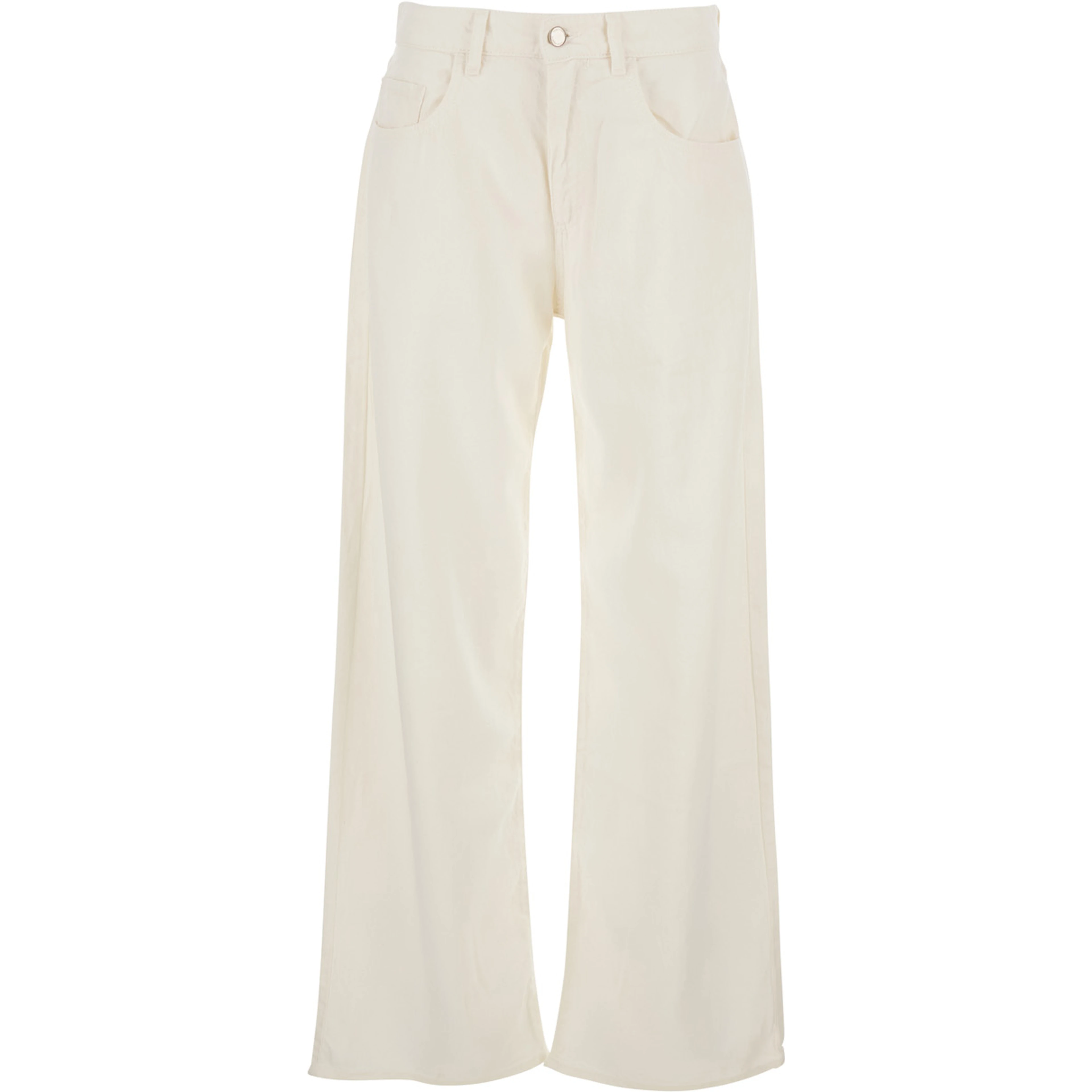 White Jeans with Five-Pocket Design and Logo Patch on the Rear in denim for Womemn