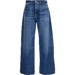 Blue Five-pocket jeans with logo patch on the back in denim for women
