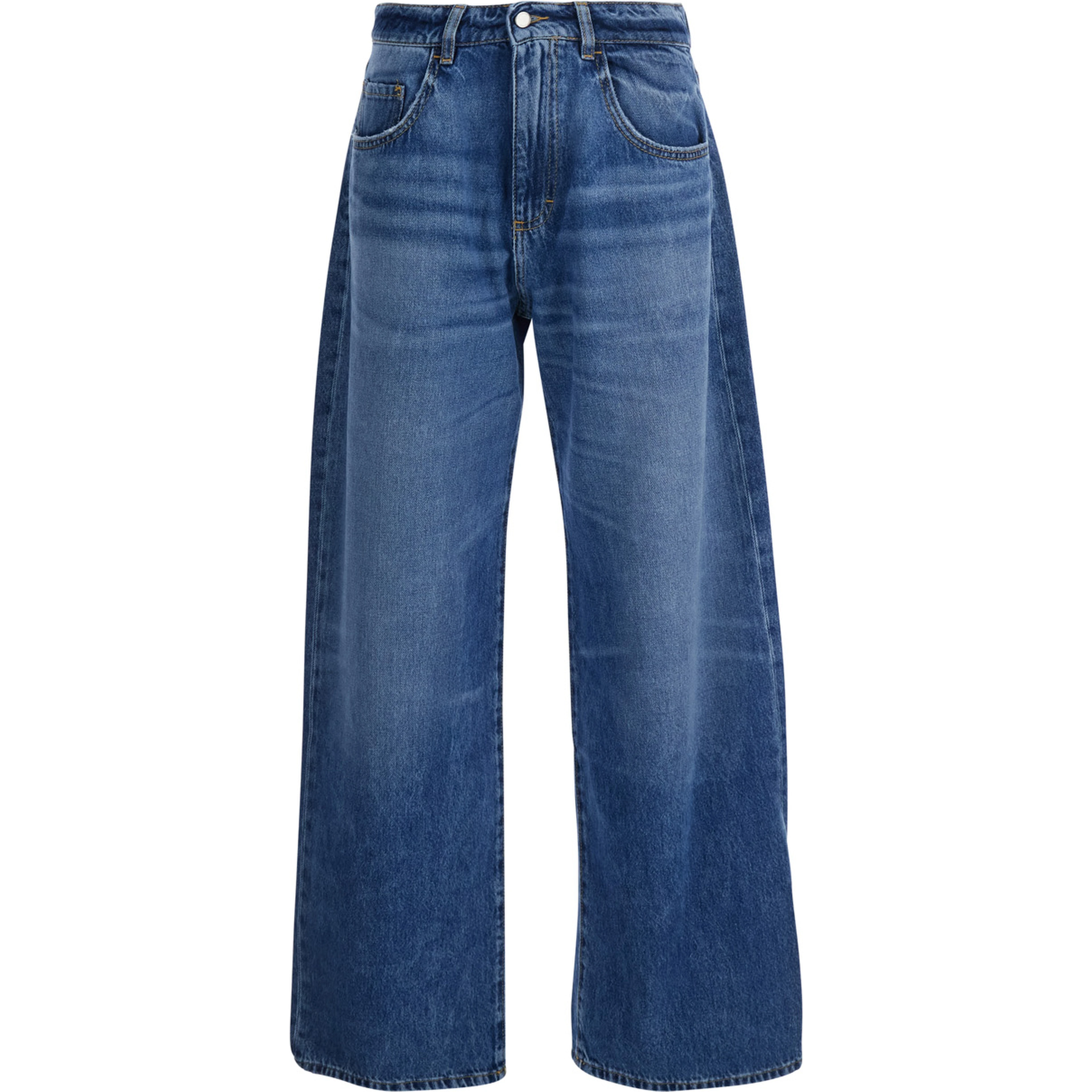 Blue Five-pocket jeans with logo patch on the back in denim for women