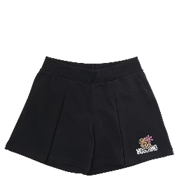 Black Shorts with Logo Print on the Front in cotton for Girl