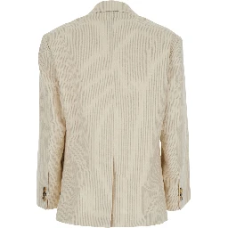 Birdy Beige Jackets with applied embroidery and striped motif in Fabric Women