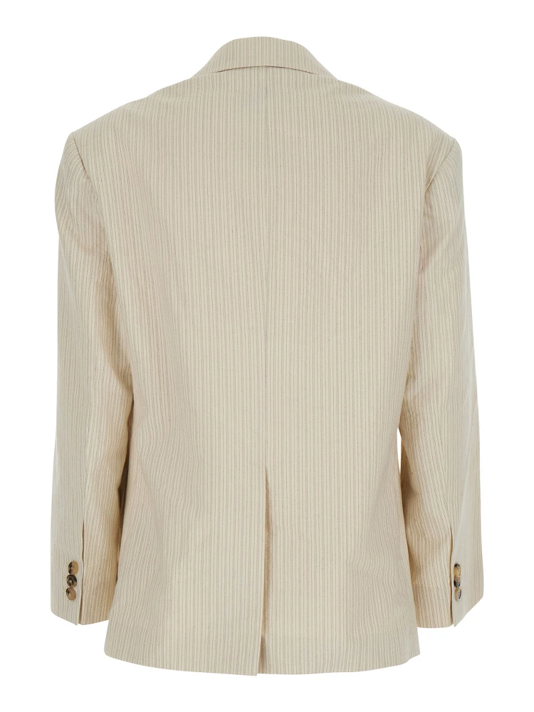 Birdy Beige Jackets with applied embroidery and striped motif in Fabric Women