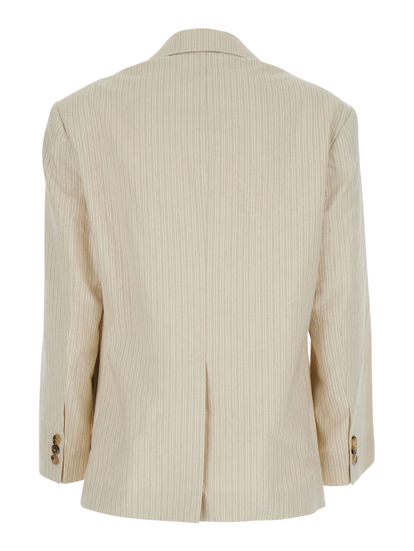 Birdy Beige Jackets with applied embroidery and striped motif in Fabric Women
