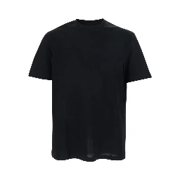 Black Crew neck T-shirt with tone-on-tone logo on the front in cotton for men