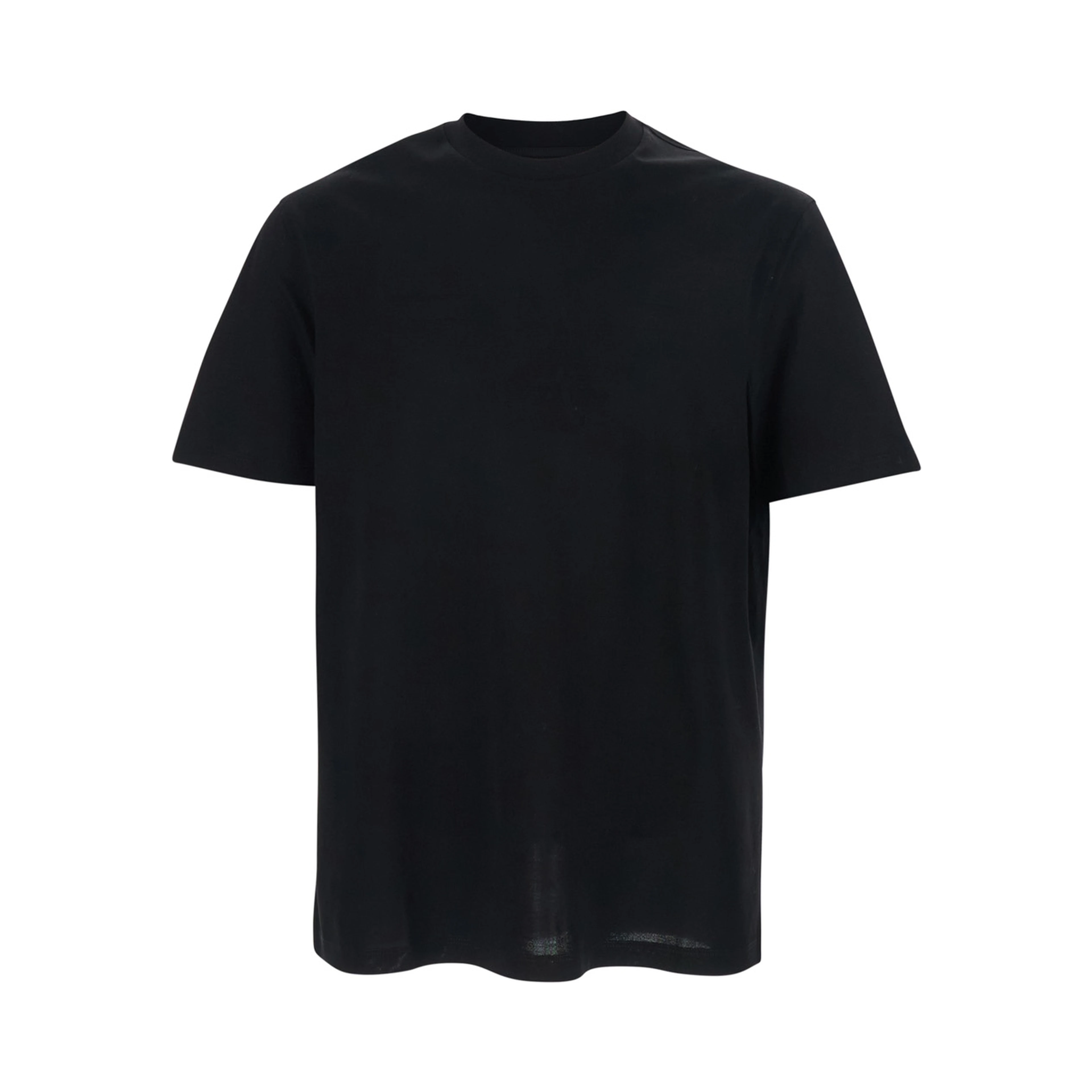Black Crew neck T-shirt with tone-on-tone logo on the front in cotton for men
