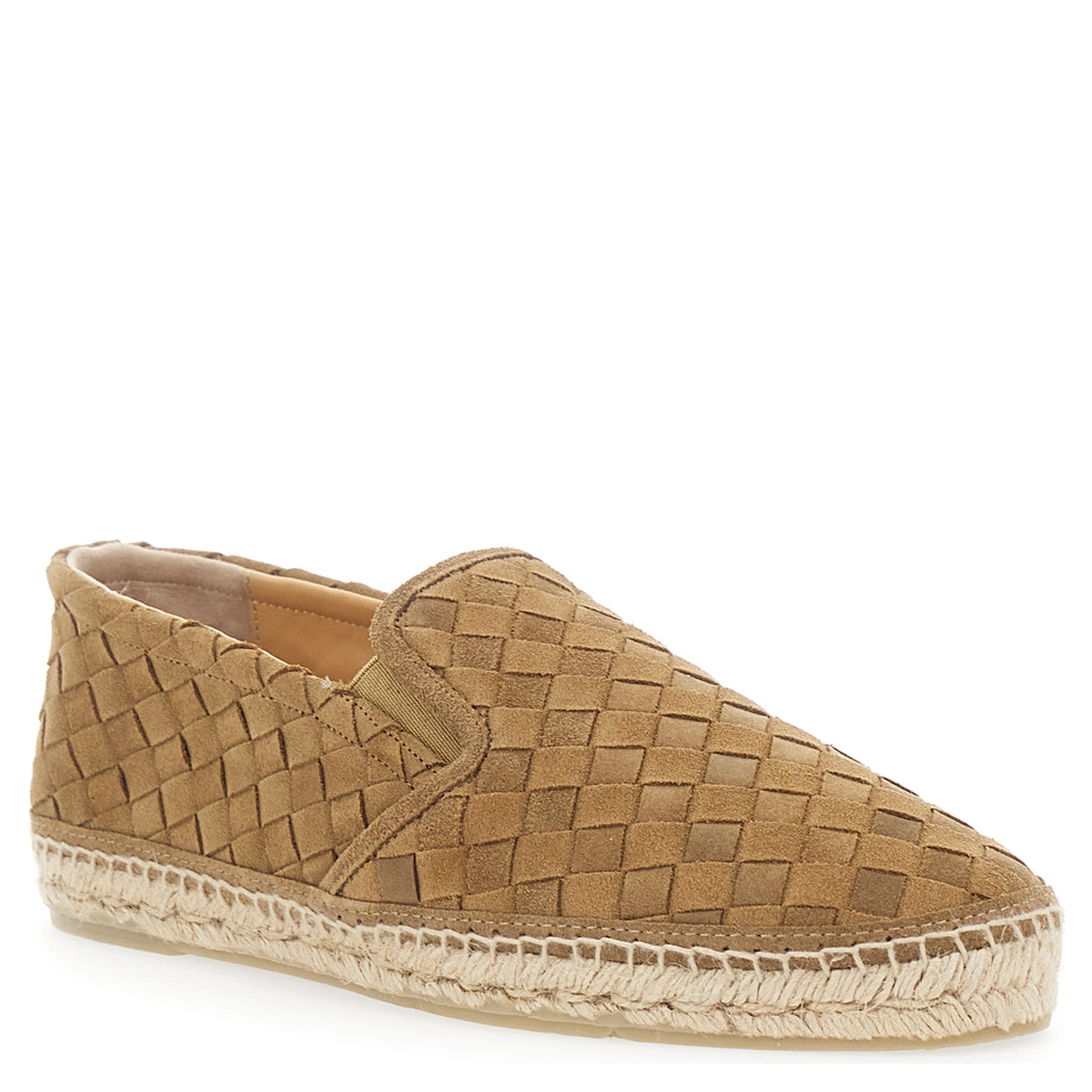 Java Brown Espadrilles with Pull-tab and Contrast Stitching in Suede for Men