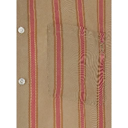 Beige Shirt with Cassandre embroidery on the front and all-over striped motif in cupro for men