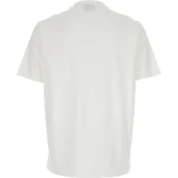White Crew Neck T-Shirt with logo lettering in Cotton for Men