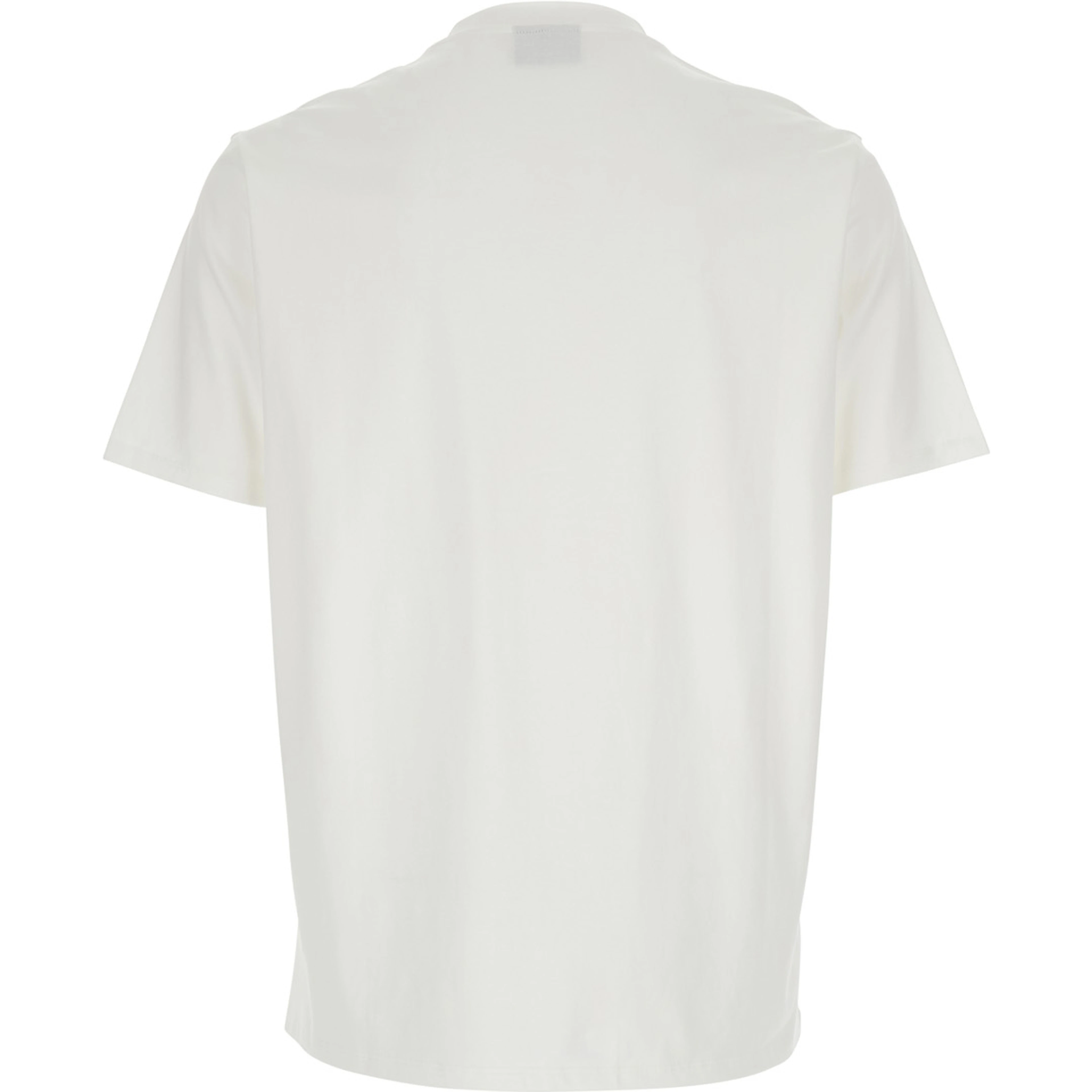 White Crew Neck T-Shirt with logo lettering in Cotton for Men