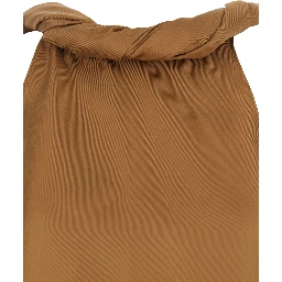 Wilma Brown Crew Neck Top with Scarf Detail and Back Neckline in Silk Women