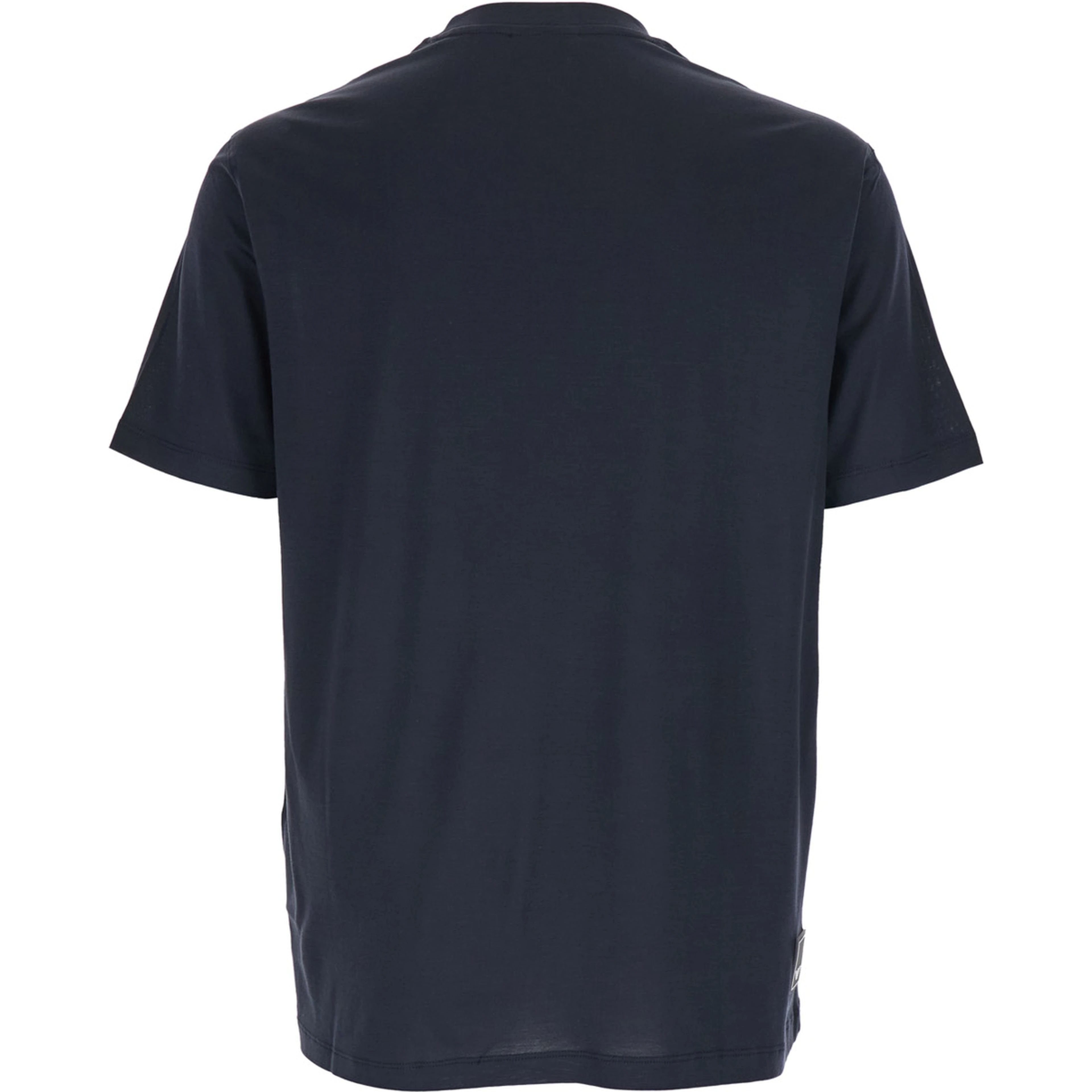 Blue Crew Neck T-Shirt with Logo Embroidery on the Front in Cotton Blend for Men