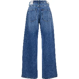 Blue Five-pocket jeans with logo patch on the back in denim for women