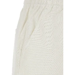 Balyme White Shorts with Elastic Waist and Drawstring and Scalloped Hem in Cotton for Women