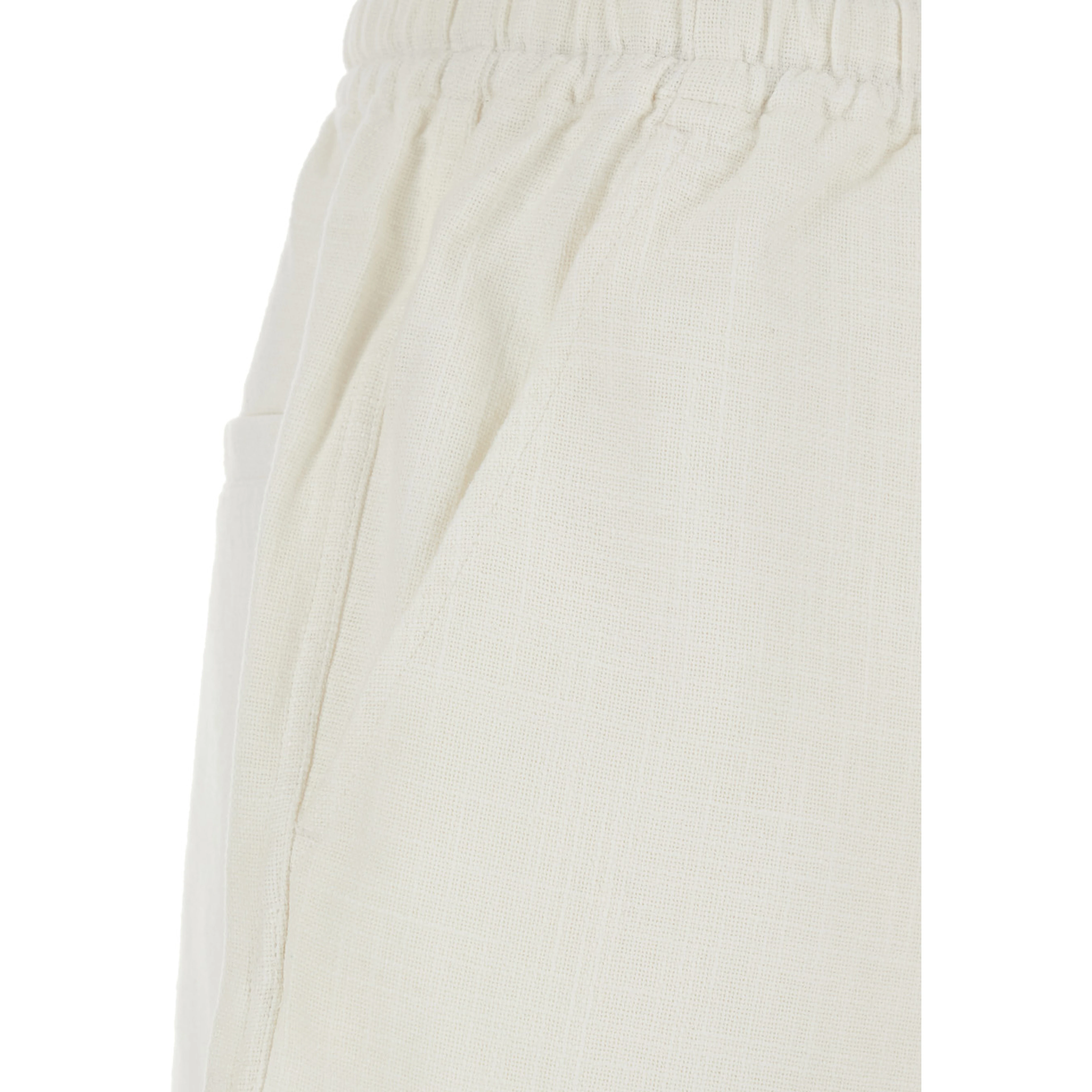 Balyme White Shorts with Elastic Waist and Drawstring and Scalloped Hem in Cotton for Women
