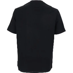 Black Crew neck T-shirt with tone-on-tone logo on the front in cotton for men