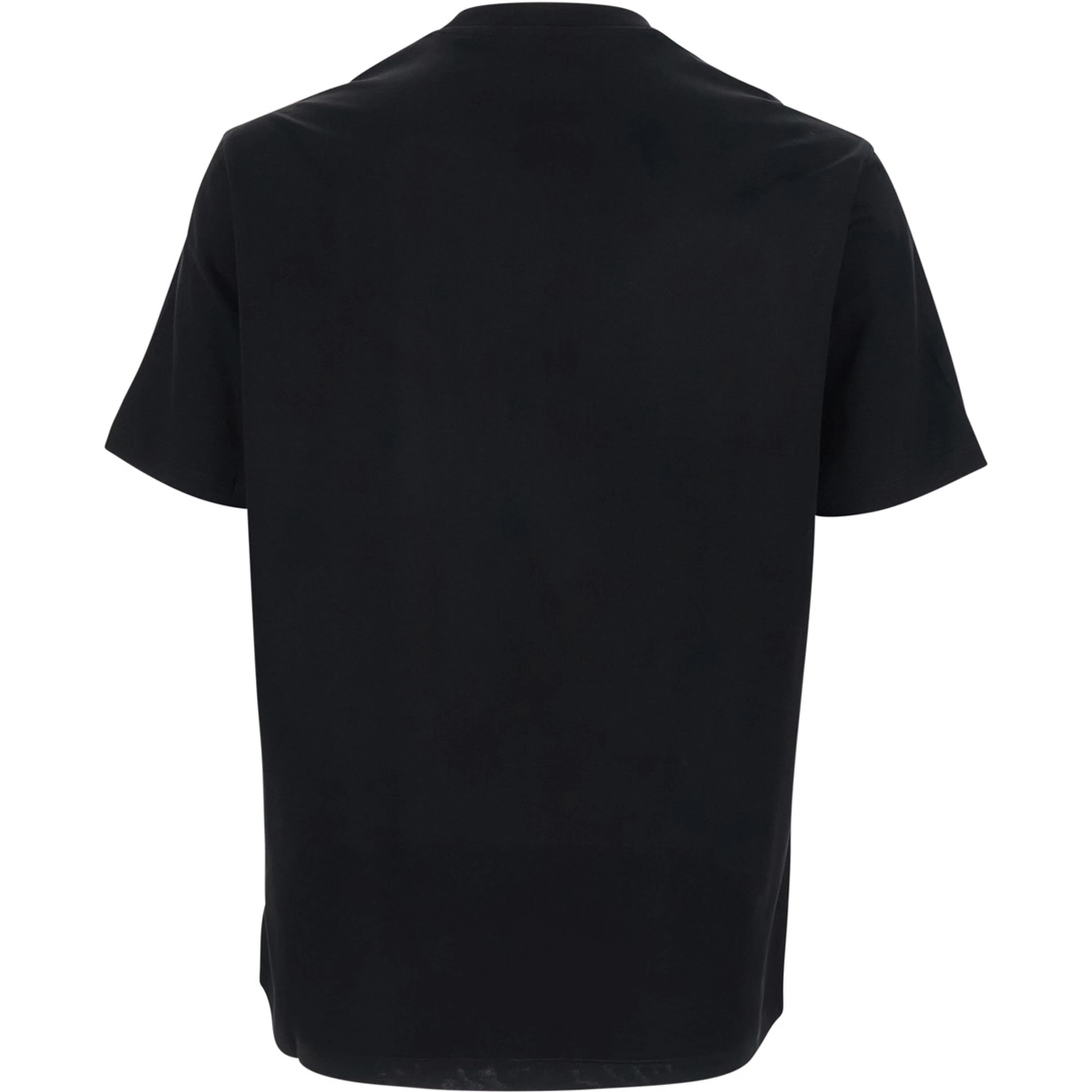Black Crew neck T-shirt with tone-on-tone logo on the front in cotton for men