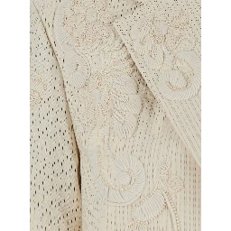 Birdy Beige Jackets with applied embroidery and striped motif in Fabric Women