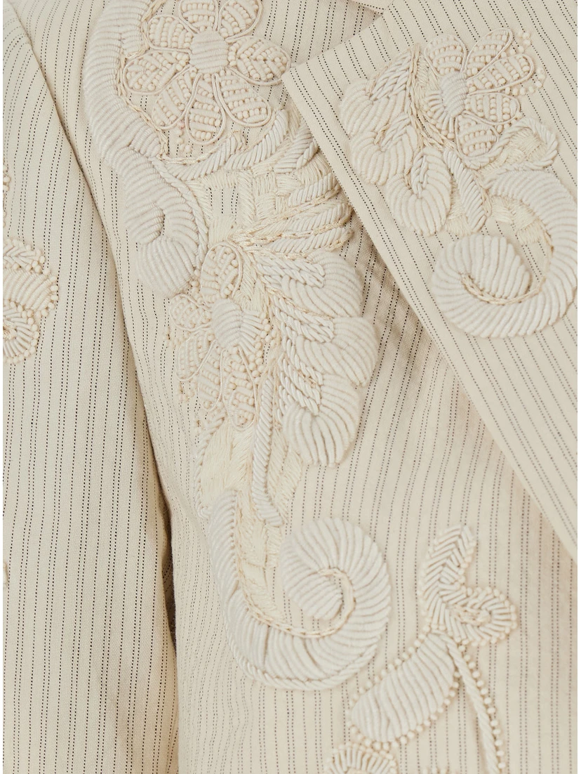 Birdy Beige Jackets with applied embroidery and striped motif in Fabric Women