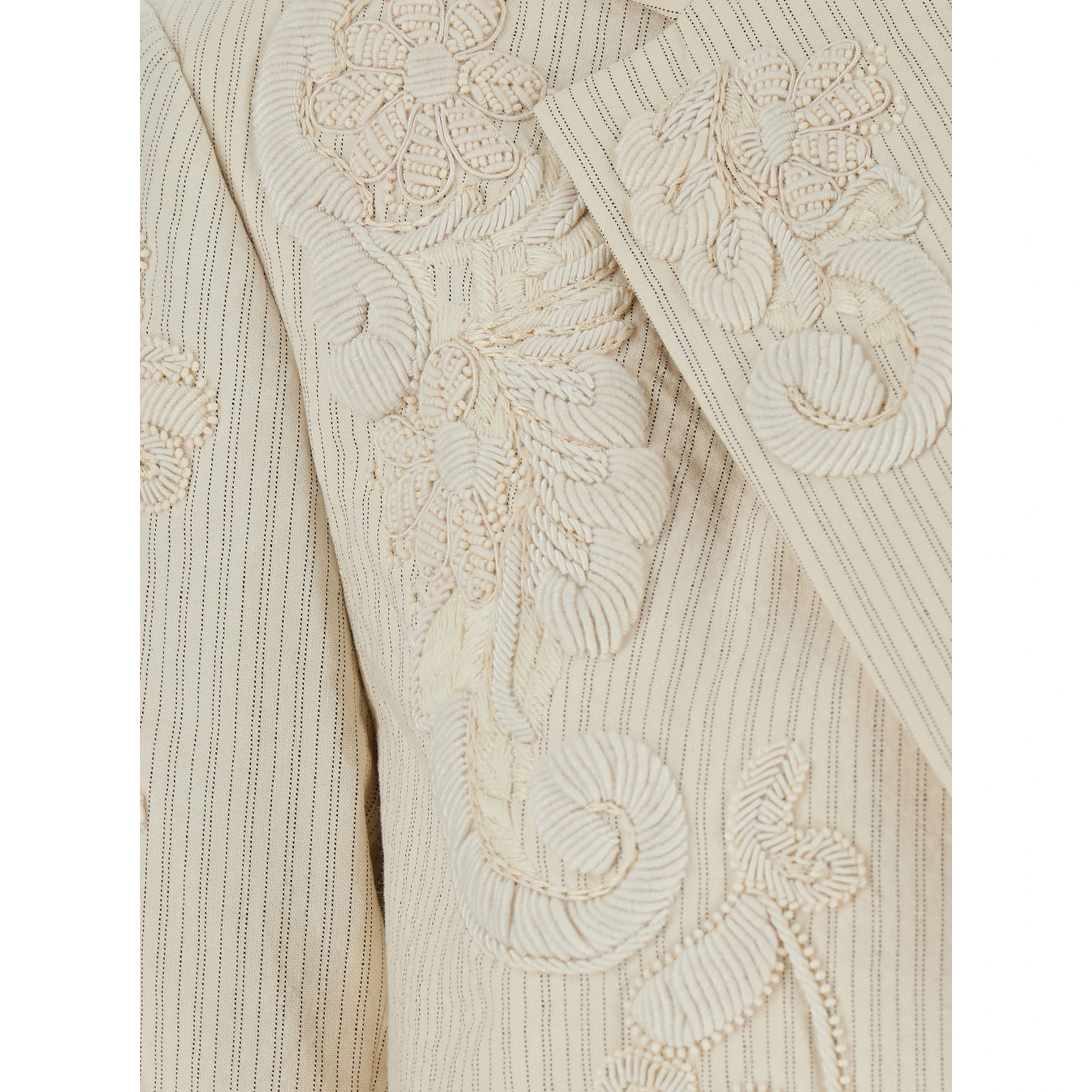 Birdy Beige Jackets with applied embroidery and striped motif in Fabric Women