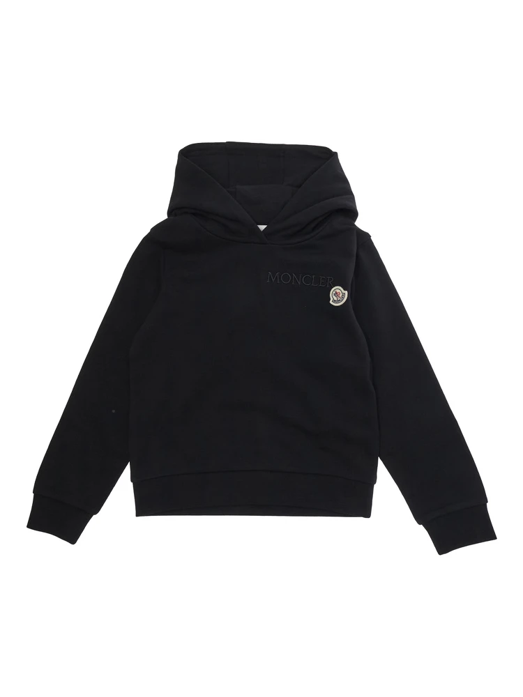 Black Sweatshirt with Lettering Logo and Logo Patch on the Front in Cotton Girls