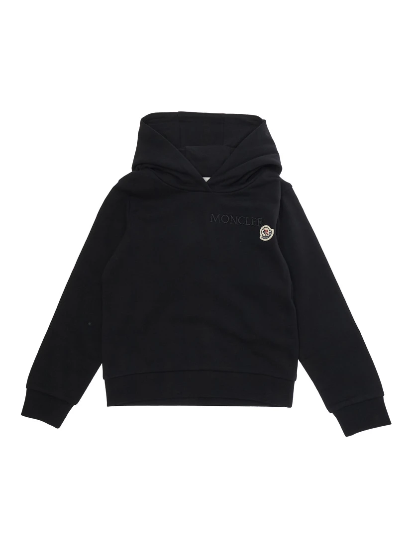 Black Sweatshirt with Lettering Logo and Logo Patch on the Front in Cotton Girls