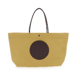 Ella Twist Yellow Tote bag with Two Top Handles and Logo on Front in Ecoleather Women