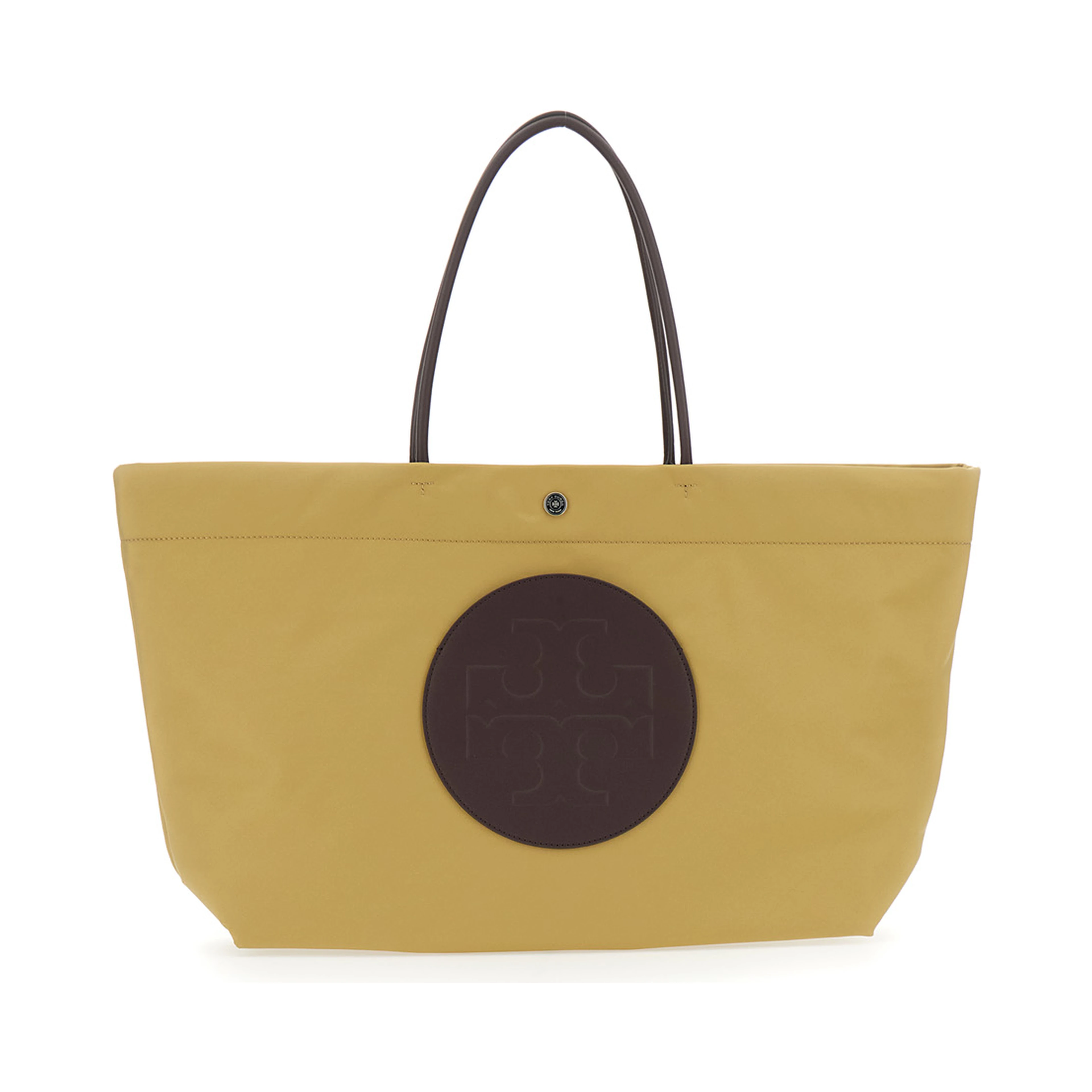 Ella Twist Yellow Tote bag with Two Top Handles and Logo on Front in Ecoleather Women