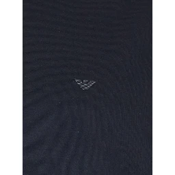 Blue Crew Neck T-Shirt with Logo Embroidery on the Front in Cotton Blend for Men