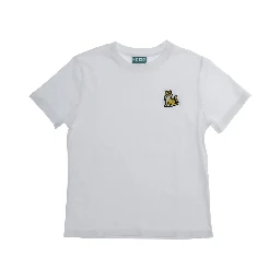 White T-Shirt with Embroidered Logo on Front and Lettering Logo on Back in Cotton Boy