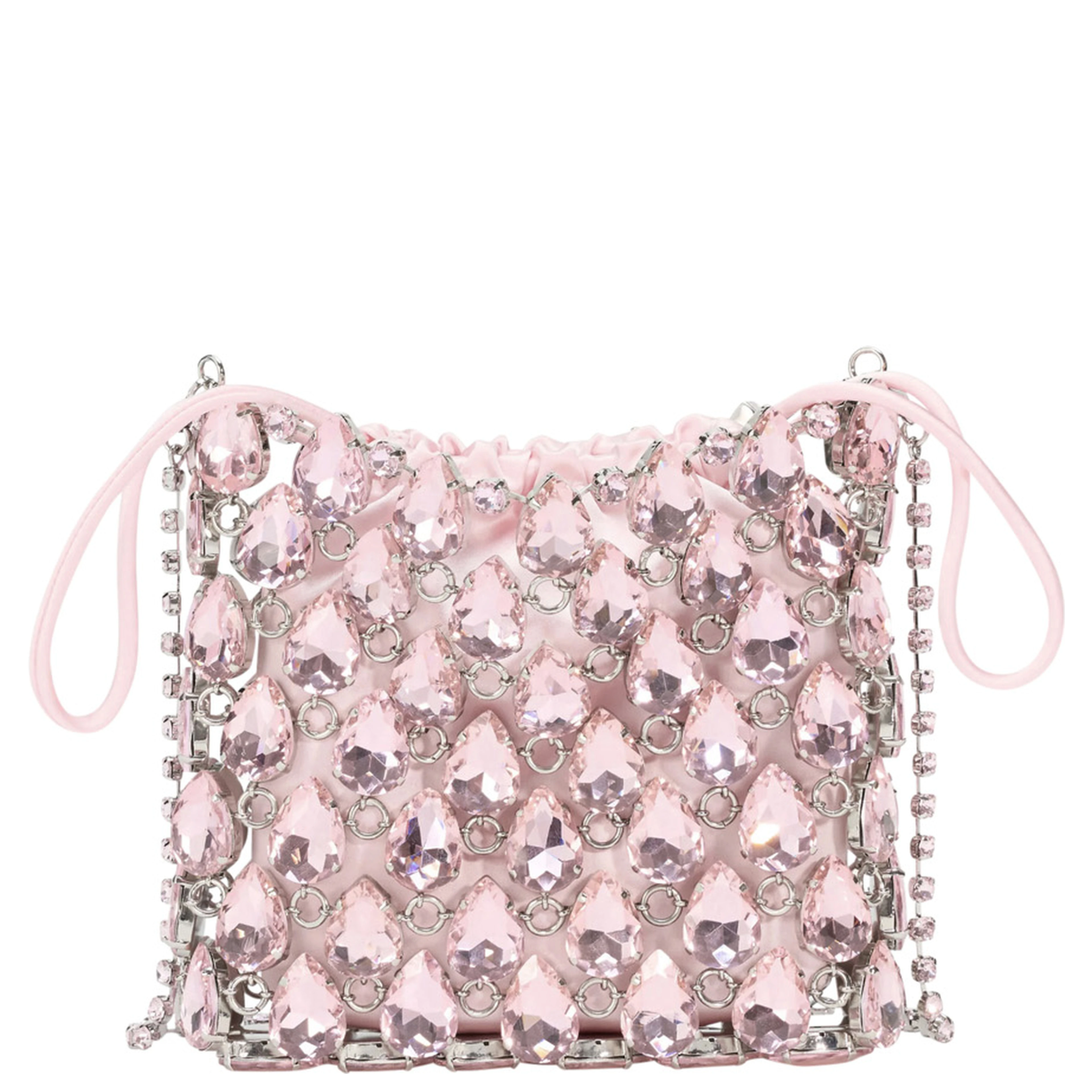 Handbag PINK CRYSTAL CHAINMAIL MINI BAG with rhinestone details - Tech Fabric - Pink - Women